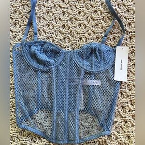 Urban Outfitters Blue Mesh Crop Top